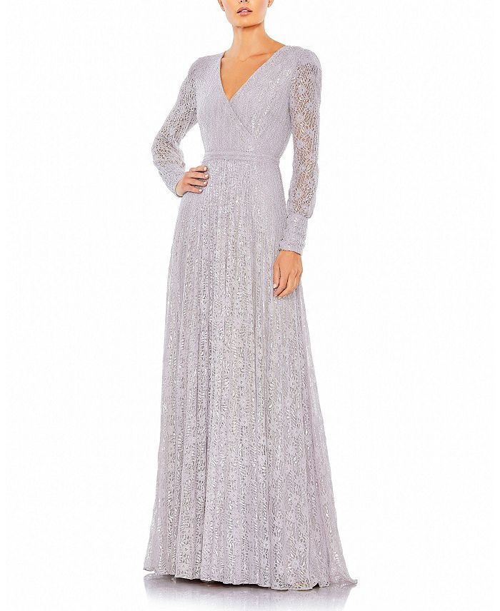 Бусированное кружевное платье с длинными рукавами и запахом Mac Duggal, фиолетовый
Бусированное кружевное платье с длинными рукавами и запахом Mac Duggal, фиолетовый