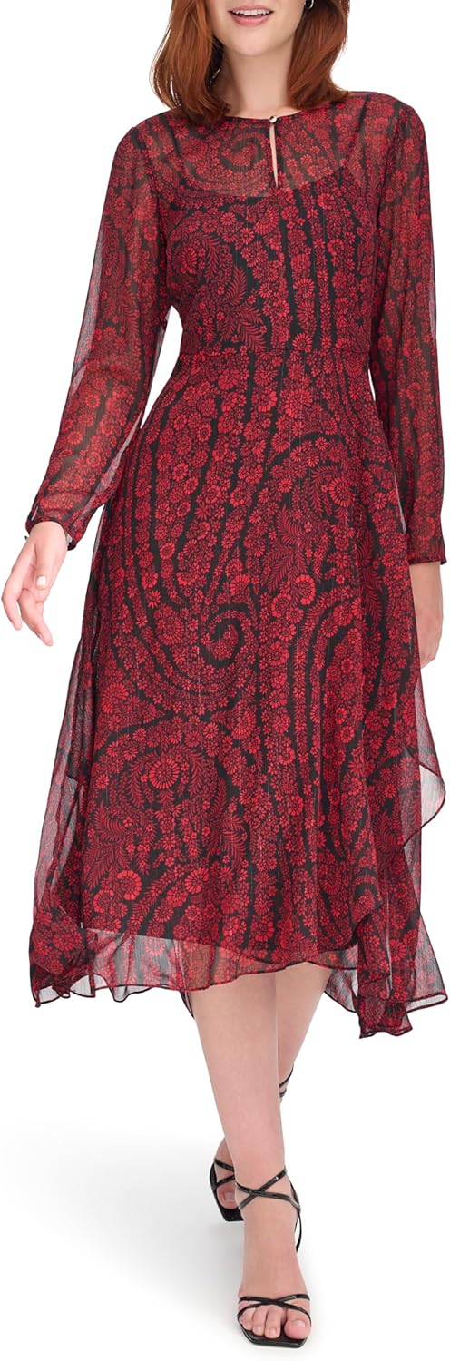 Женское платье TOMMY HILFIGER Hi-Lo Midi с длинными рукавами и высоким воротом, Black/Scarlet
Женское платье TOMMY HILFIGER Hi-Lo Midi с длинными рукавами и высоким воротом, Black/Scarlet