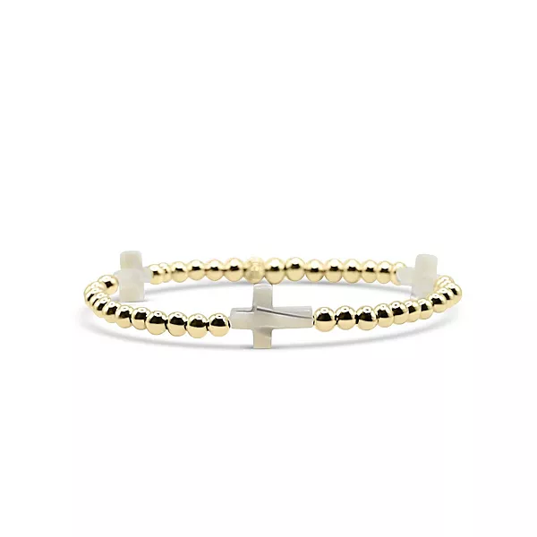 4-Миллиметровый браслет-крест из позолоченных шариков и перламутра Bowood Lane, gold
4-Миллиметровый браслет-крест из позолоченных шариков и перламутра Bowood Lane, gold