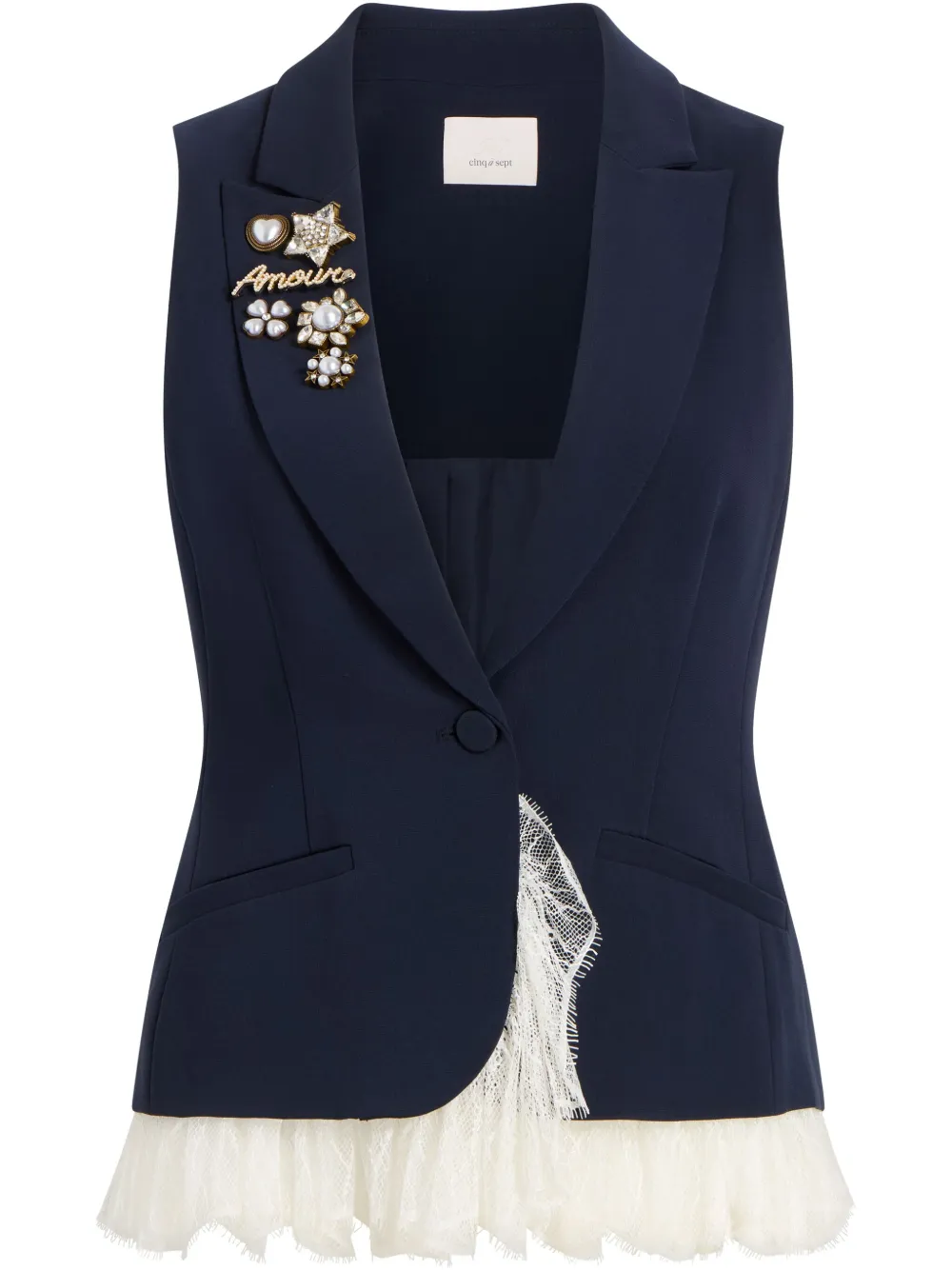 Жилет строгого кроя с кружевом Cinq A Sept, синий
Жилет строгого кроя с кружевом Cinq A Sept, синий