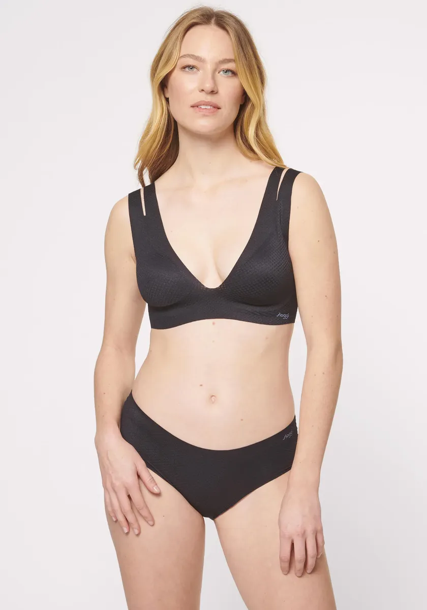 Бюстье Sloggi "ZERO Feel Flow Bralette", без косточек, мягкий бюстгальтер, бретели с двойным вырезом, черный 
Бюстье Sloggi "ZERO Feel Flow Bralette", без косточек, мягкий бюстгальтер, бретели с двойным вырезом, черный
