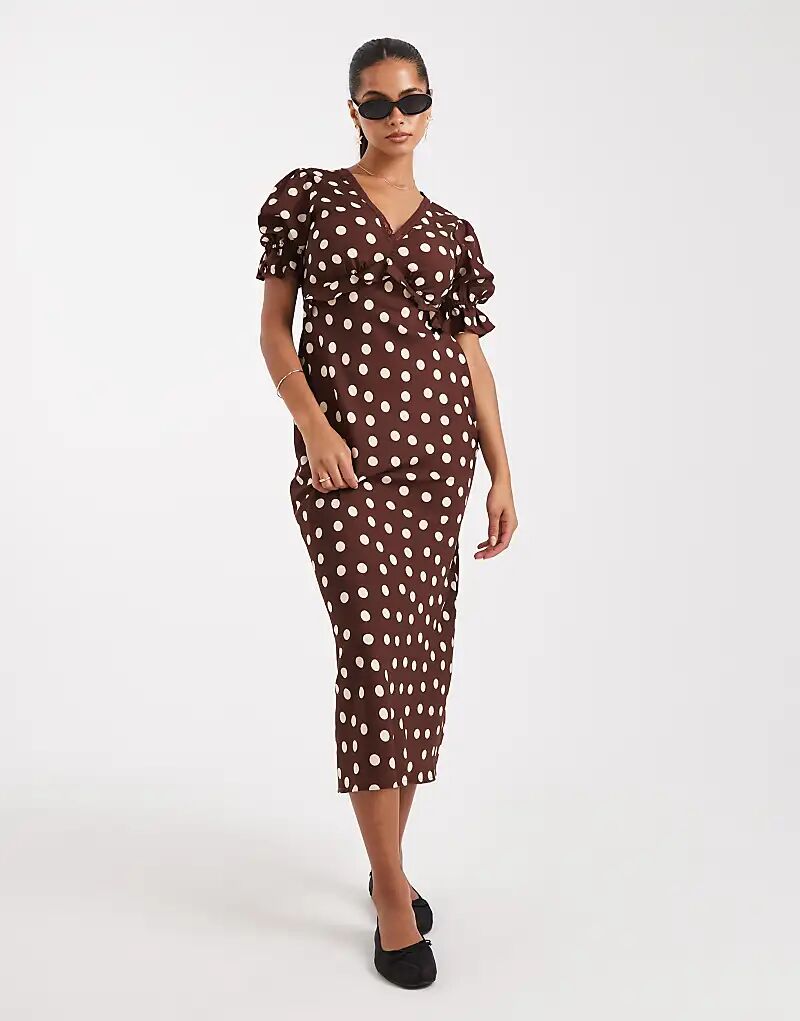 Платье мидакси в горошек от Wednesday's Girl коричневого цвета
Платье мидакси в горошек от Wednesday's Girl коричневого цвета