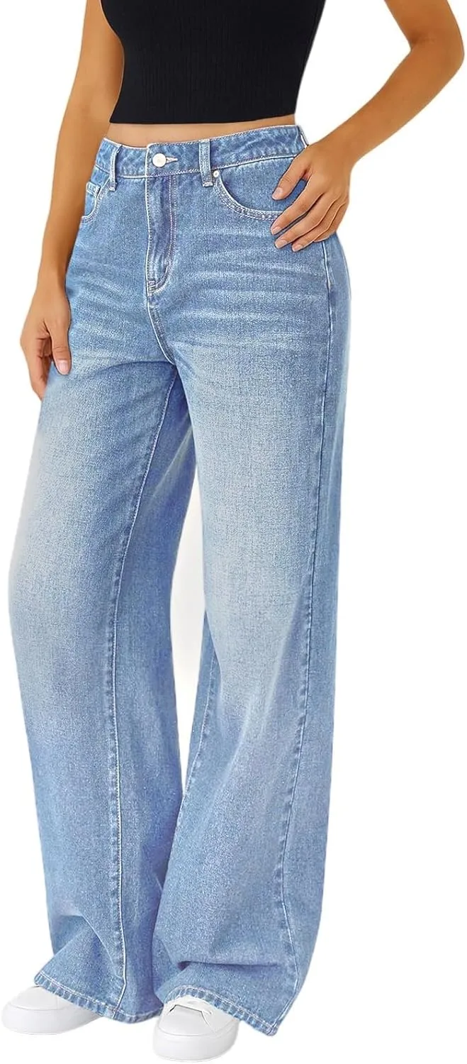 Женские джинсы wide leg с высокой посадкой и эластичным поясом
Женские джинсы wide leg с высокой посадкой и эластичным поясом