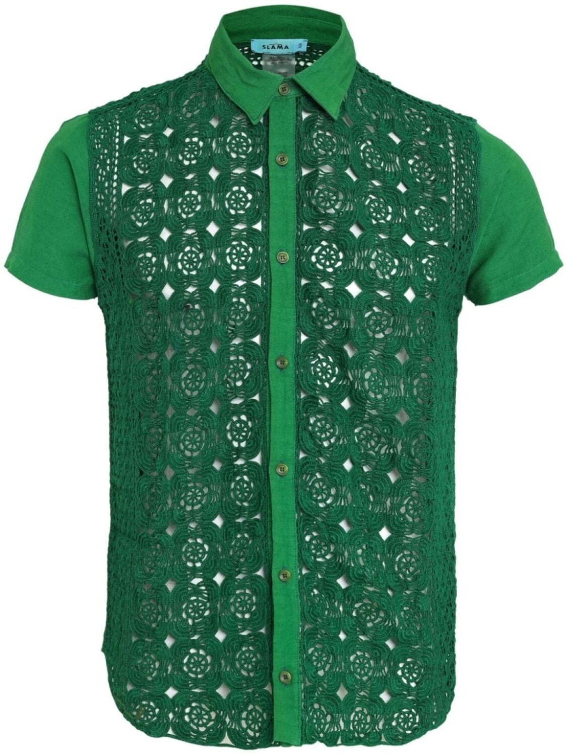 Рубашка со вставкой в технике кроше Amir Slama, зеленый
Рубашка со вставкой в технике кроше Amir Slama, зеленый