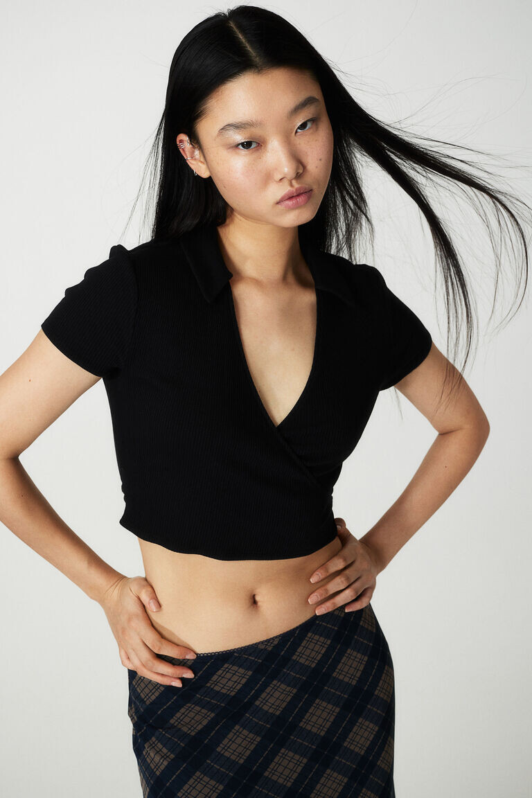 Топ в рубчик H&M, черный
Топ в рубчик H&M, черный