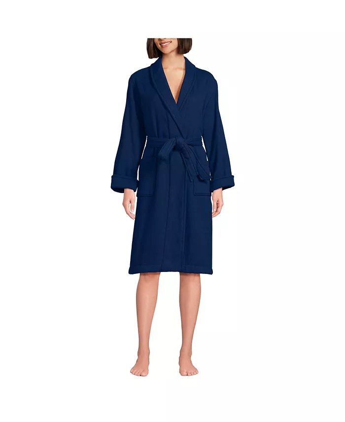 Женский халат для спа из хлопкового махрового полотна длиной до колен Lands' End, синий
Женский халат для спа из хлопкового махрового полотна длиной до колен Lands' End, синий