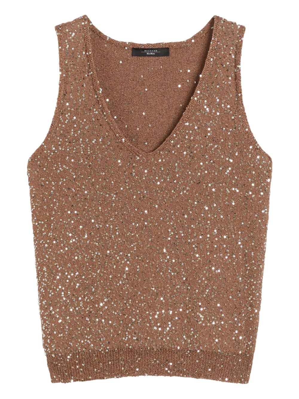 Топ с V-образным вырезом, украшенный пайетками Weekend Max Mara, коричневый
Топ с V-образным вырезом, украшенный пайетками Weekend Max Mara, коричневый