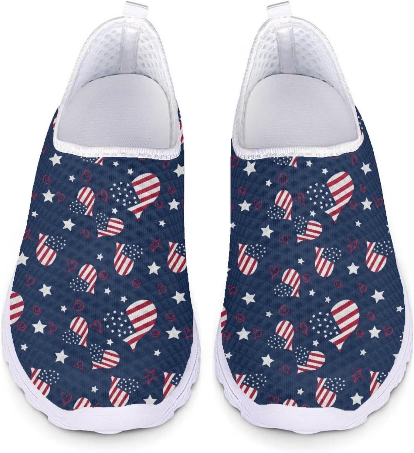 Кроссовки из сетки для женщин и мужчин, прогулочная обувь, без шнурков, противоскользящие, размер США 5-12, спортивная одежда Xixirimido, American Flag Heart
Кроссовки из сетки для женщин и мужчин, прогулочная обувь, без шнурков, противоскользящие, размер США 5-12, спортивная одежда Xixirimido, American Flag Heart