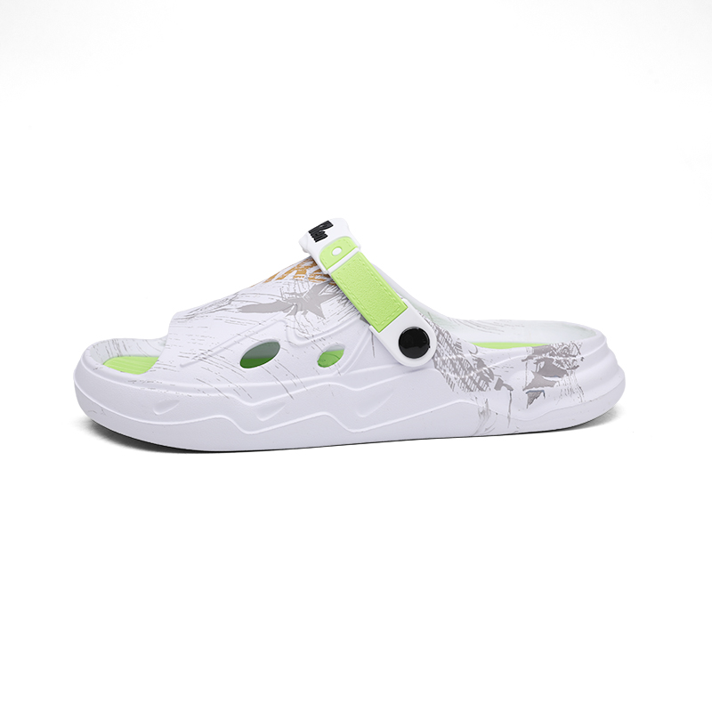 Тапочки-слайды мужские LONGYING, White Green 
Тапочки-слайды мужские LONGYING, White Green