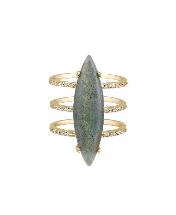 Кольцо маркиз с лабрадором, позолоченное золото 14 карат Adornia Fine, gold-green-black
Кольцо маркиз с лабрадором, позолоченное золото 14 карат Adornia Fine, gold-green-black