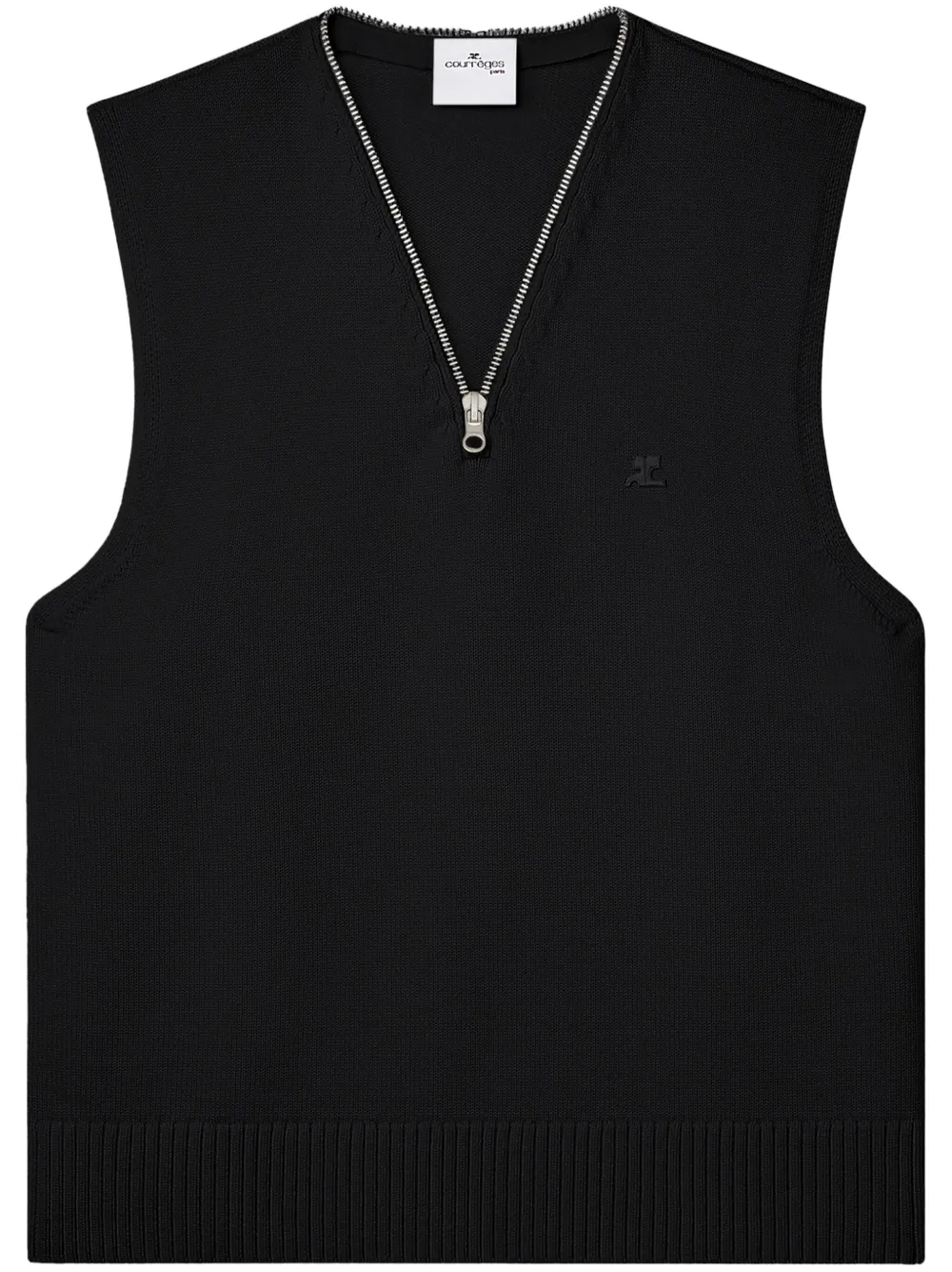 Свитер без рукавов с V-образным вырезом Courrèges, черный
Свитер без рукавов с V-образным вырезом Courrèges, черный
