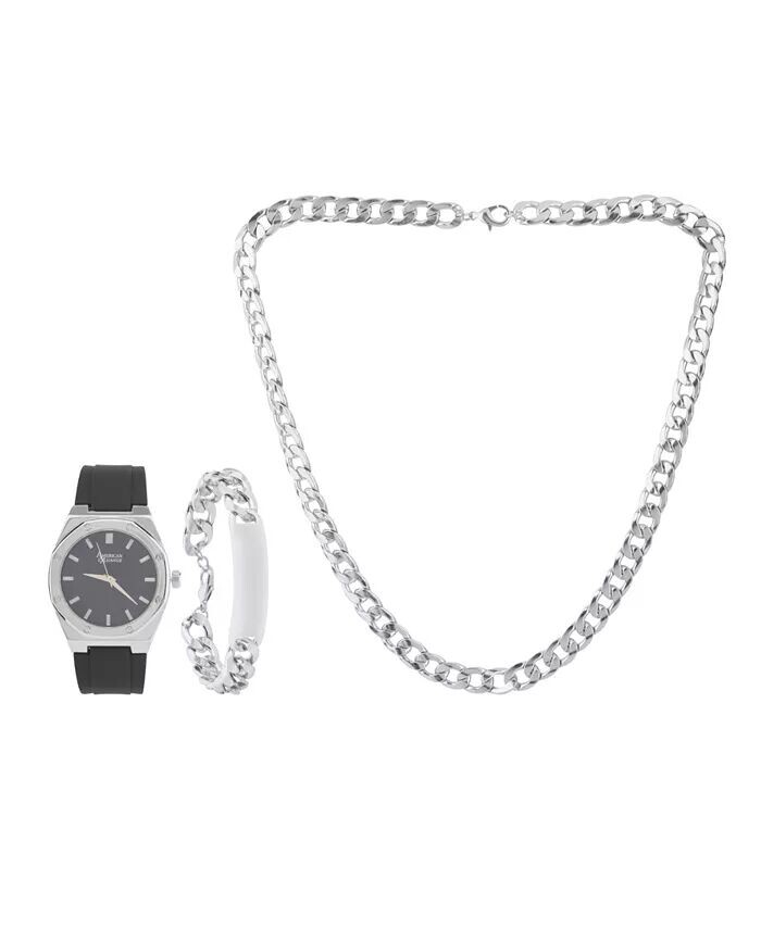 Мужские кварцевые часы с черным силиконовым ремешком, 42 мм, подарочный набор American Exchange
Мужские кварцевые часы с черным силиконовым ремешком, 42 мм, подарочный набор American Exchange