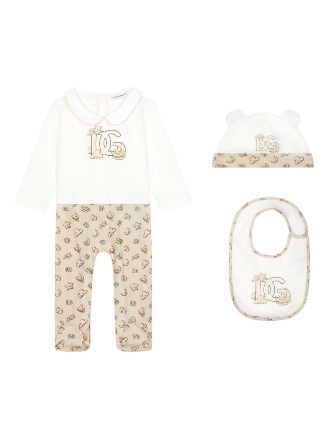 Dolce & Gabbana Kids комплект для новорожденного с принтом Moon and Star и логотипом DG, белый
Dolce & Gabbana Kids комплект для новорожденного с принтом Moon and Star и логотипом DG, белый