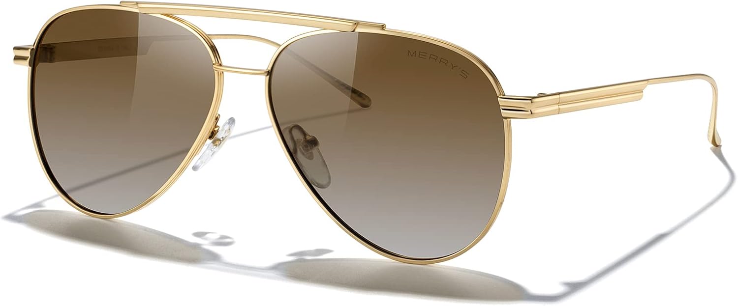 Классические поляризованные солнцезащитные очки-авиаторы MERRY для женщин и мужчин, ретро-очки для вождения, защита от УФ-излучения UV400, металлизированные солнцезащитные очки MERRY'S, Gold Frame/Brown Gradient Lens
Классические поляризованные солнцезащитные очки-авиаторы MERRY для женщин и мужчин, ретро-очки для вождения, защита от УФ-излучения UV400, металлизированные солнцезащитные очки MERRY'S, Gold Frame/Brown Gradient Lens