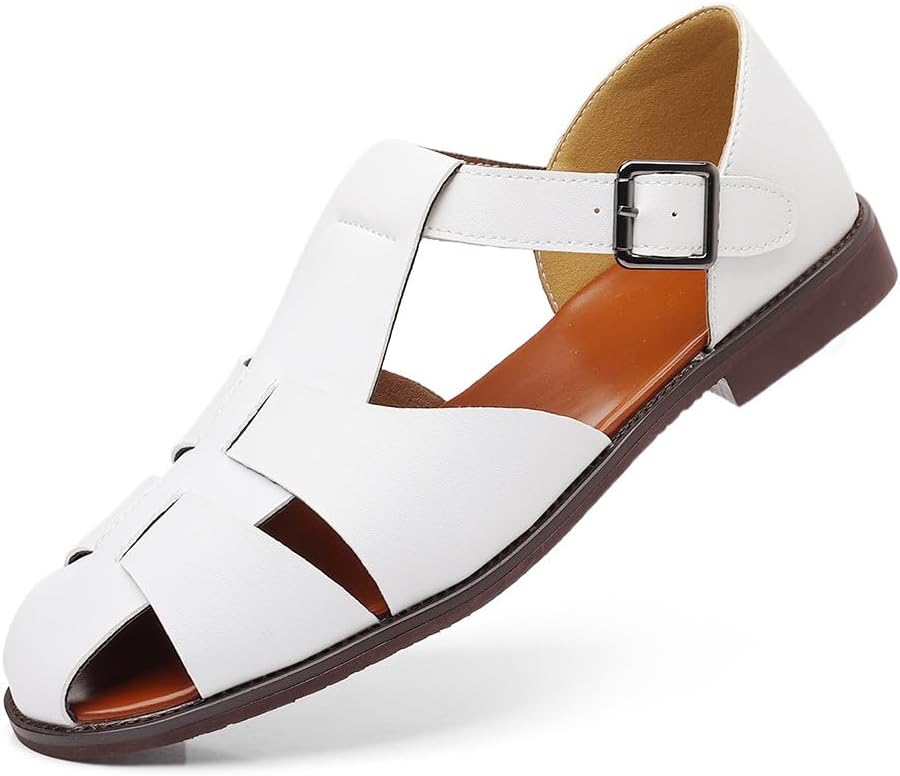 Мужские закрытые сандалии-рыбацкие Santimon с пряжкой, летние туфли из дышащей искусственной кожи, удобные повседневные сандалии для работы, путешествий и прогулок, белый
Мужские закрытые сандалии-рыбацкие Santimon с пряжкой, летние туфли из дышащей искусственной кожи, удобные повседневные сандалии для работы, путешествий и прогулок, белый