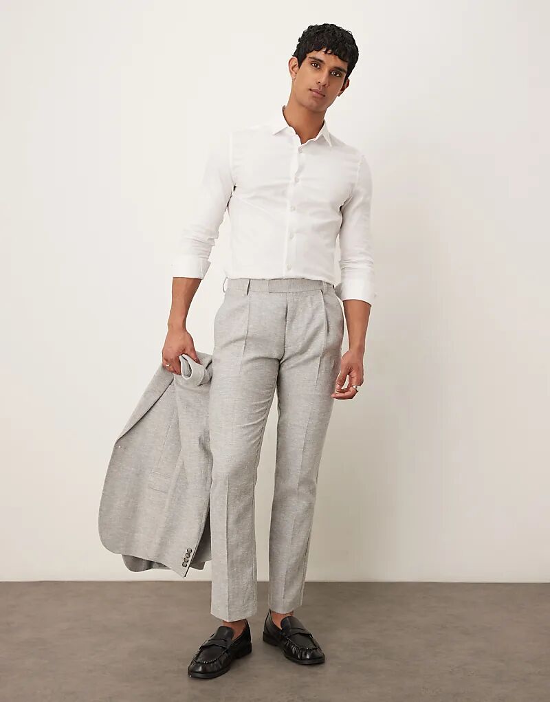 Узкие брюки из льна и хлопка ASOS DESIGN серого цвета с узором «ёлочка»
Узкие брюки из льна и хлопка ASOS DESIGN серого цвета с узором «ёлочка»