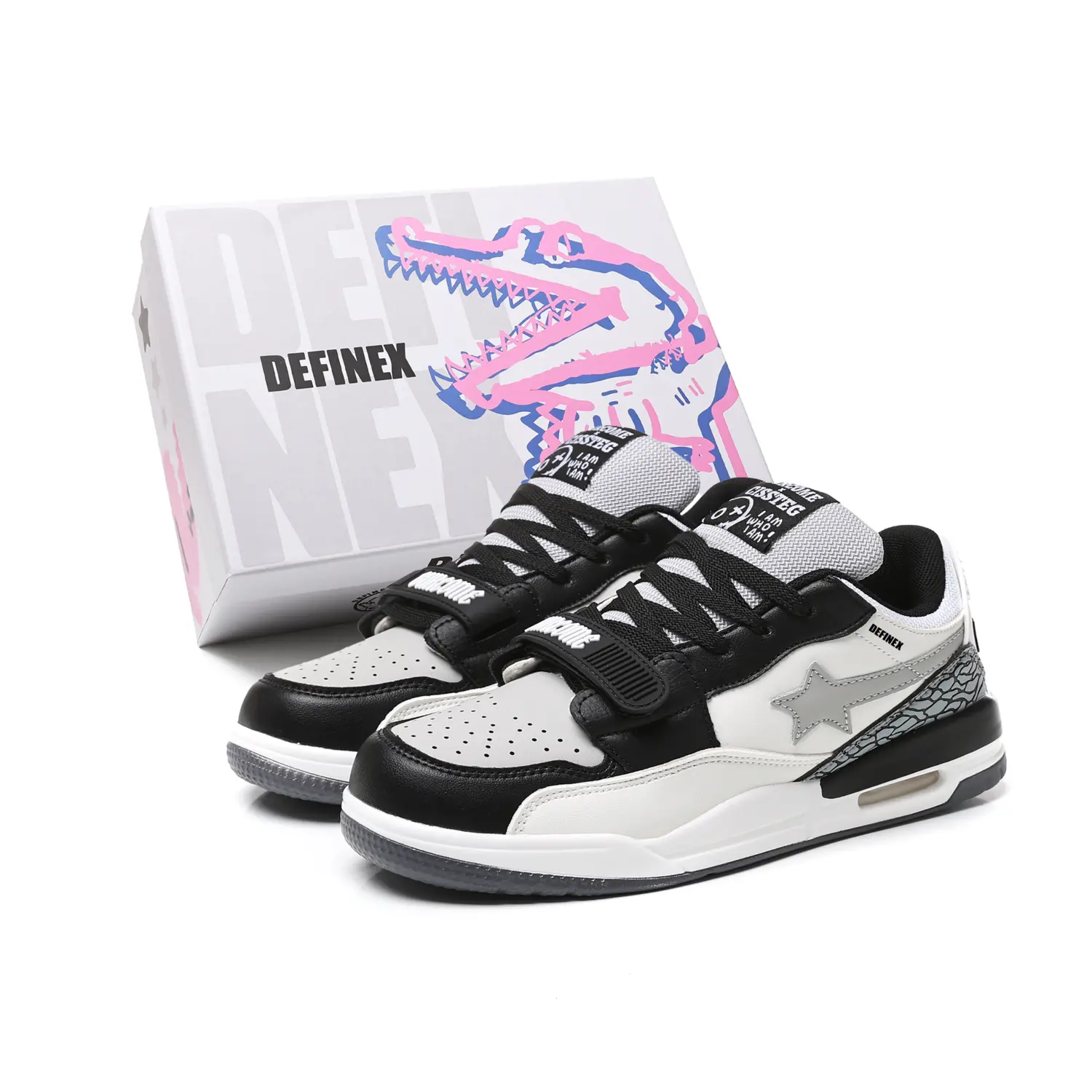 DEFINEX Антискользящие и износостойкие легкие низкие скейтерские кроссовки для увеличения роста унисекс черно-белые, цвет Black White
DEFINEX Антискользящие и износостойкие легкие низкие скейтерские кроссовки для увеличения роста унисекс черно-белые, цвет Black White