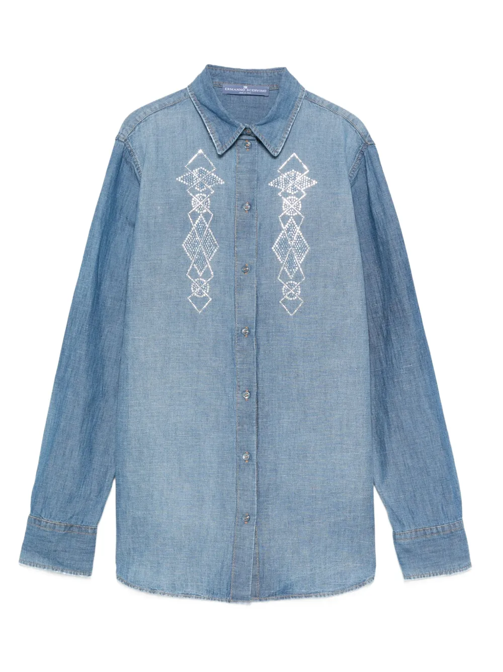 Джинсовая рубашка с вышивкой Ermanno Scervino, синий
Джинсовая рубашка с вышивкой Ermanno Scervino, синий