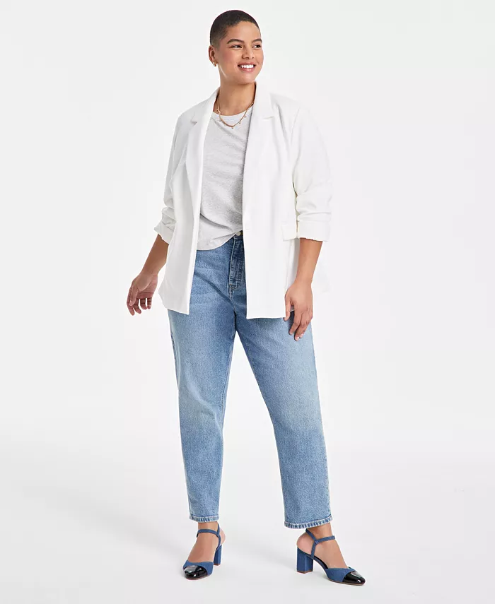 Модный удлиненный блейзер из понте-трикота больших размеров On 34th, черный
Модный удлиненный блейзер из понте-трикота больших размеров On 34th, черный