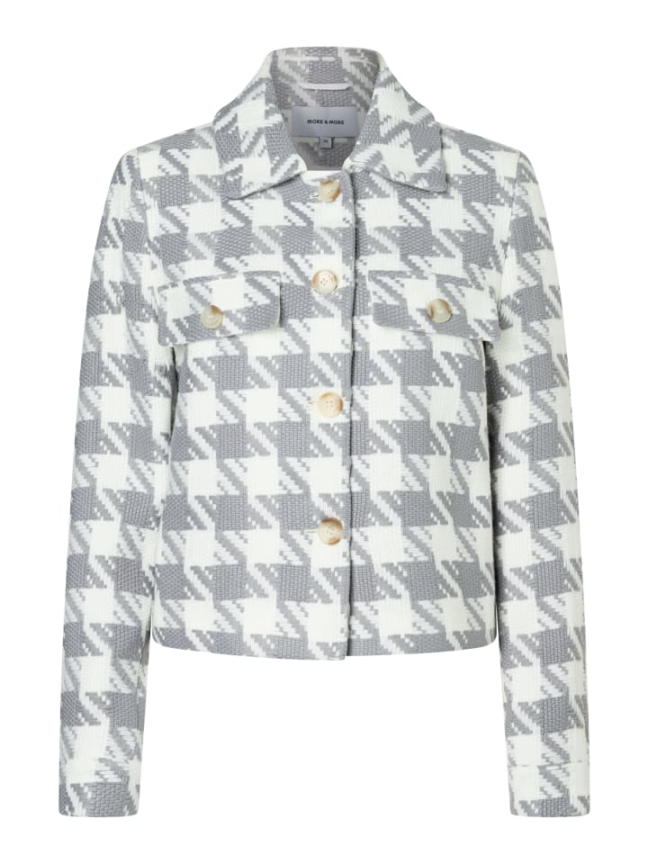 короткая, широкая, клетчатая куртка серого цвета с рисунком гусиная лапка More & More
короткая, широкая, клетчатая куртка серого цвета с рисунком гусиная лапка More & More