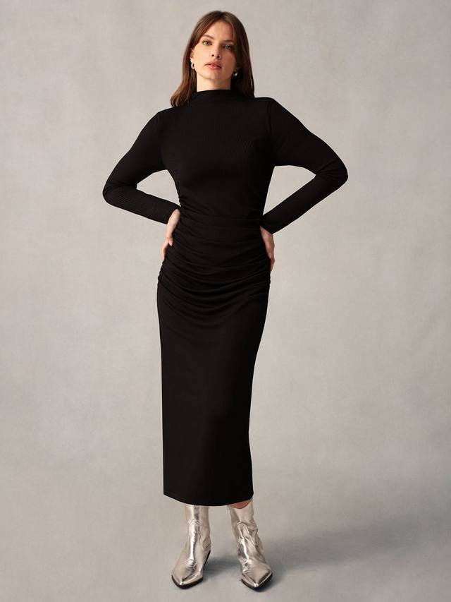 Присборенное макси-платье из рубчатого джерси Ro&Zo, черный
Присборенное макси-платье из рубчатого джерси Ro&Zo, черный