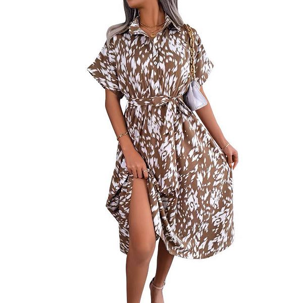 Женское летнее платье-рубашка с коротким рукавом и принтом в горошек Clearflower, Khaki Leopard
Женское летнее платье-рубашка с коротким рукавом и принтом в горошек Clearflower, Khaki Leopard