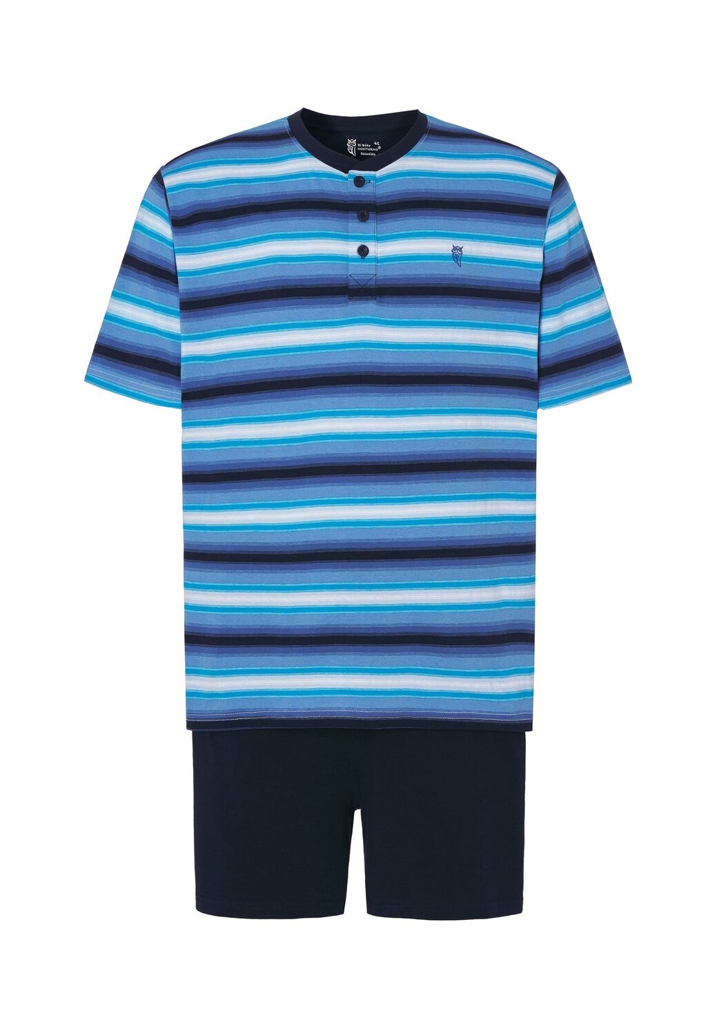 Мужская короткая полосатая пижама с планкой на пуговицах синего цвета El Búho NOCTURNO, синий
Мужская короткая полосатая пижама с планкой на пуговицах синего цвета El Búho NOCTURNO, синий