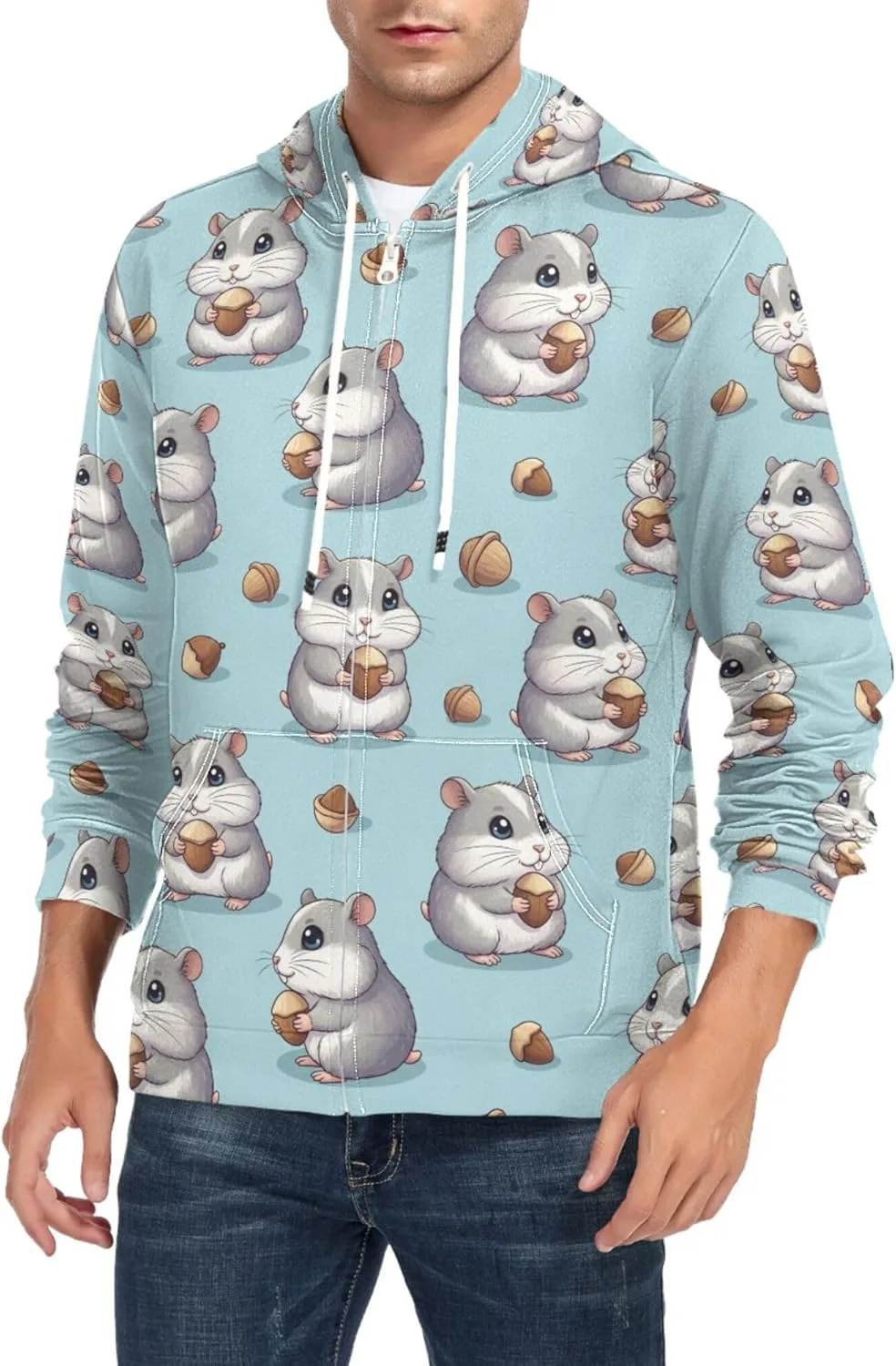 Мужская толстовка с капюшоном на молнии Hamster with Acorn Nuts, с длинным рукавом и карманом CUPADA
Мужская толстовка с капюшоном на молнии Hamster with Acorn Nuts, с длинным рукавом и карманом CUPADA