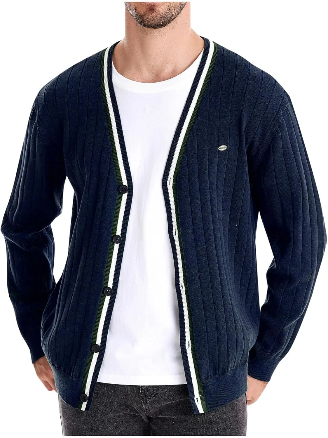 Мужской кардиган с пуговицами, теплый, V-образный вырез, легкий, контрастный
Мужской кардиган с пуговицами, теплый, V-образный вырез, легкий, контрастный