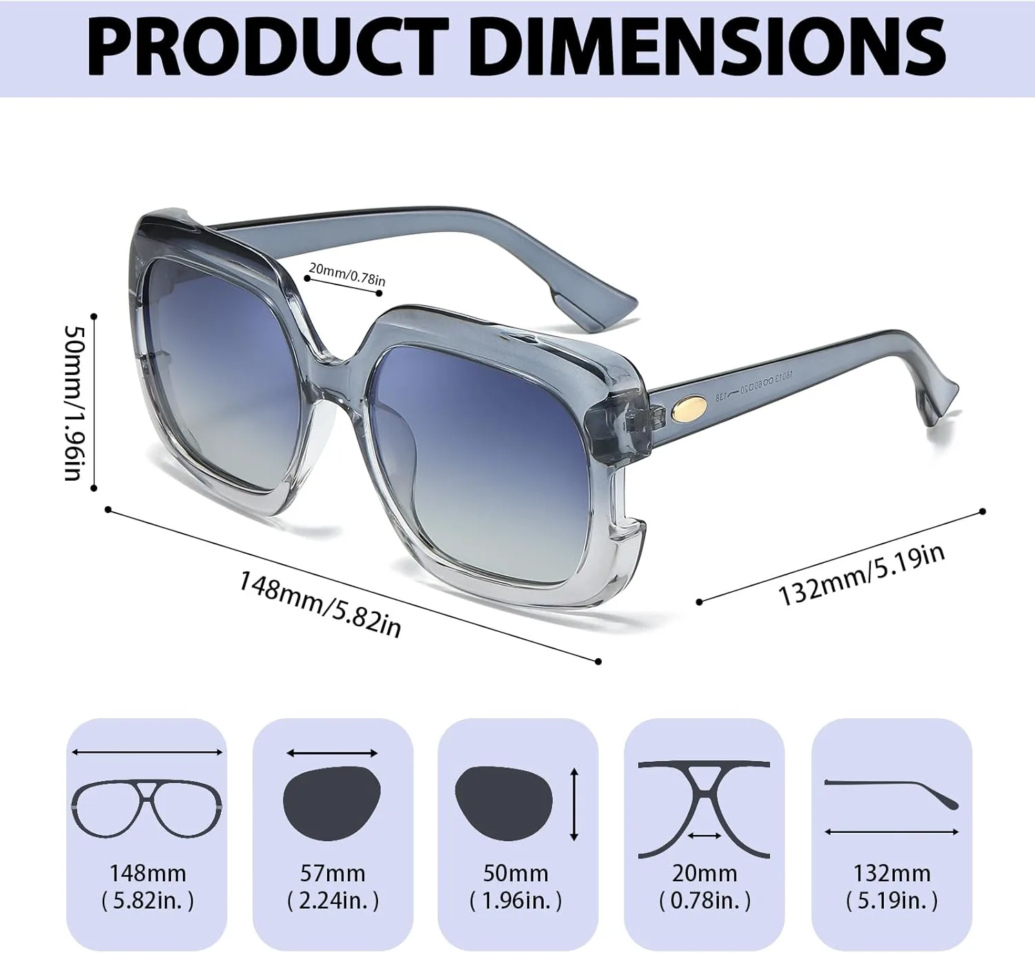 Винтажные солнцезащитные очки Chicid большого размера для женщин, ретро-очки квадратной формы с защитой от УФ-излучения UV400, A04 Gradient Blue Grey/Gradient Blue
Винтажные солнцезащитные очки Chicid большого размера для женщин, ретро-очки квадратной формы с защитой от УФ-излучения UV400, A04 Gradient Blue Grey/Gradient Blue