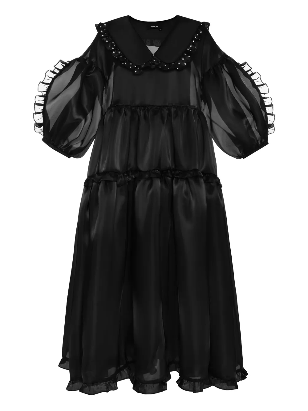 Платье с объемными рукавами и кристаллами ANOUKI, черный 
Платье с объемными рукавами и кристаллами ANOUKI, черный