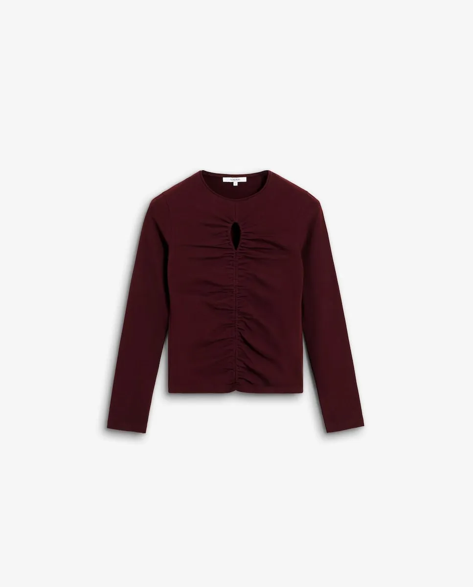 Женская футболка с длинным рукавом с вырезом на декольте Scalpers, бордовый
Женская футболка с длинным рукавом с вырезом на декольте Scalpers, бордовый