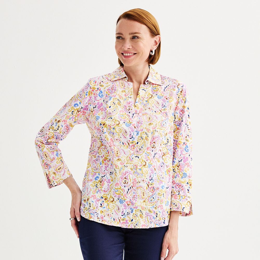 Женская рубашка на пуговицах в строгом стиле Croft & Barrow, цвет White Multi Paisley
Женская рубашка на пуговицах в строгом стиле Croft & Barrow, цвет White Multi Paisley