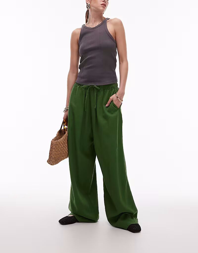 Брюки-баллоны из льна Topshop оливкового цвета
Брюки-баллоны из льна Topshop оливкового цвета