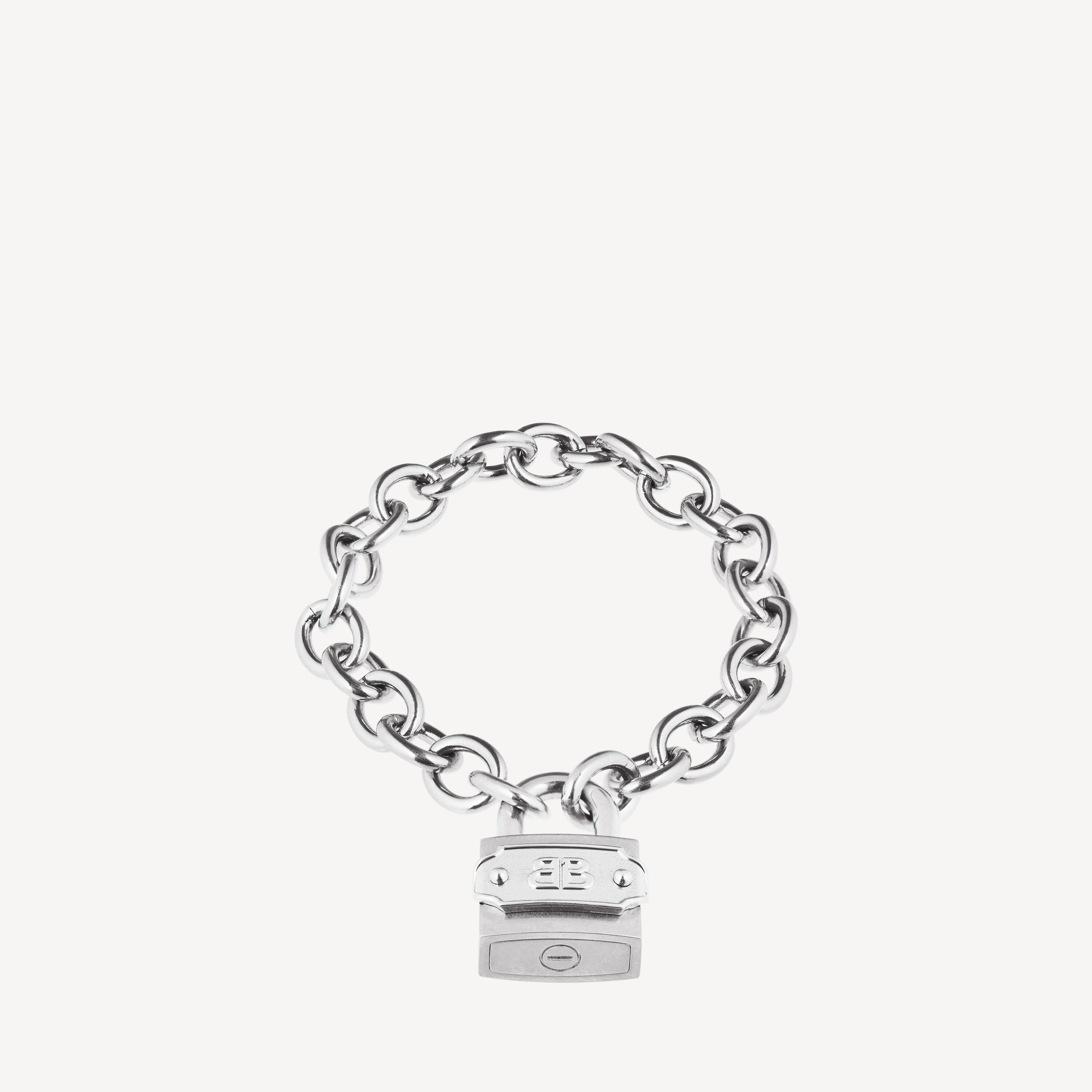 Браслет bb с замком в серебристом/антикварном серебристом цвете BALENCIAGA, серебристый/состаренное серебро
Браслет bb с замком в серебристом/антикварном серебристом цвете BALENCIAGA, серебристый/состаренное серебро