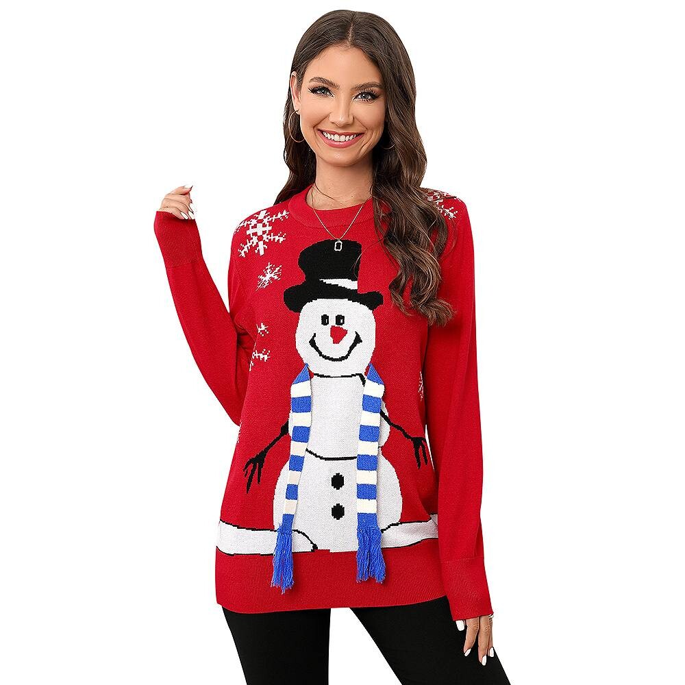 Уродливый рождественский свитер для женщин. Забавные рождественские свитера со снеговиком и снежинкой. MISSKY, красный
Уродливый рождественский свитер для женщин. Забавные рождественские свитера со снеговиком и снежинкой. MISSKY, красный