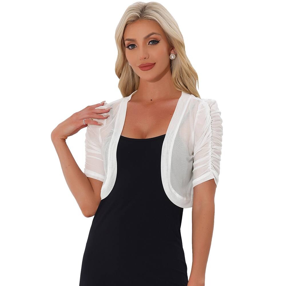 Повседневный сетчатый прозрачный кардиган с короткими рукавами для женщин, укороченный кардиган с открытой передней частью, болеро ALLEGRA K, белый
Повседневный сетчатый прозрачный кардиган с короткими рукавами для женщин, укороченный кардиган с открытой передней частью, болеро ALLEGRA K, белый