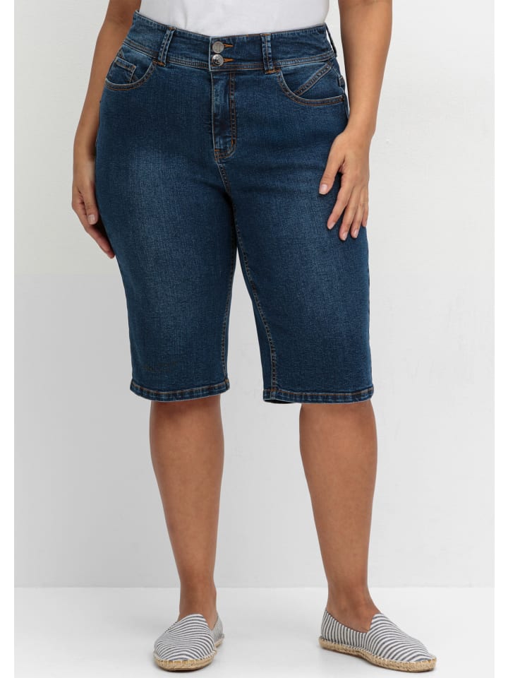 Тканевые шорты sheego, темно-синий деним
Тканевые шорты sheego, темно-синий деним