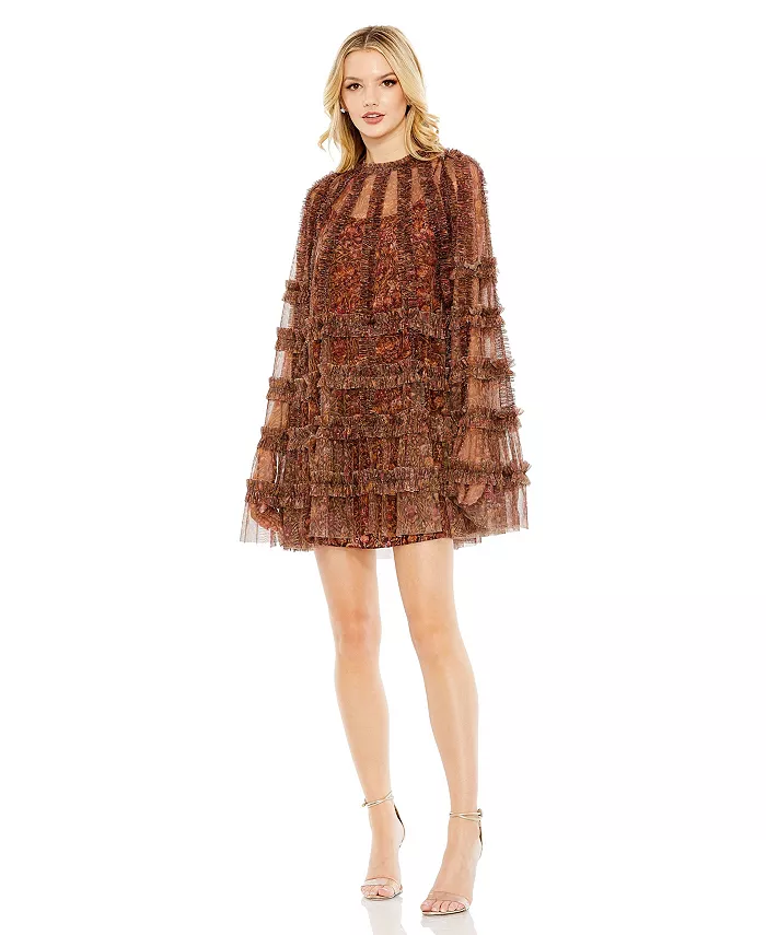 Женское платье-трапеция с цветочным принтом и длинными расклешенными рукавами из сетки Mac Duggal, коричневый
Женское платье-трапеция с цветочным принтом и длинными расклешенными рукавами из сетки Mac Duggal, коричневый