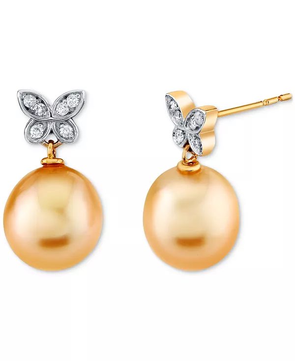 Серьги-Подвески из желтого золота 14 карат с культивированным золотистым южноморским жемчугом (9 мм) и бриллиантами (1/10 карата) Macy'S, gold
Серьги-Подвески из желтого золота 14 карат с культивированным золотистым южноморским жемчугом (9 мм) и бриллиантами (1/10 карата) Macy'S, gold