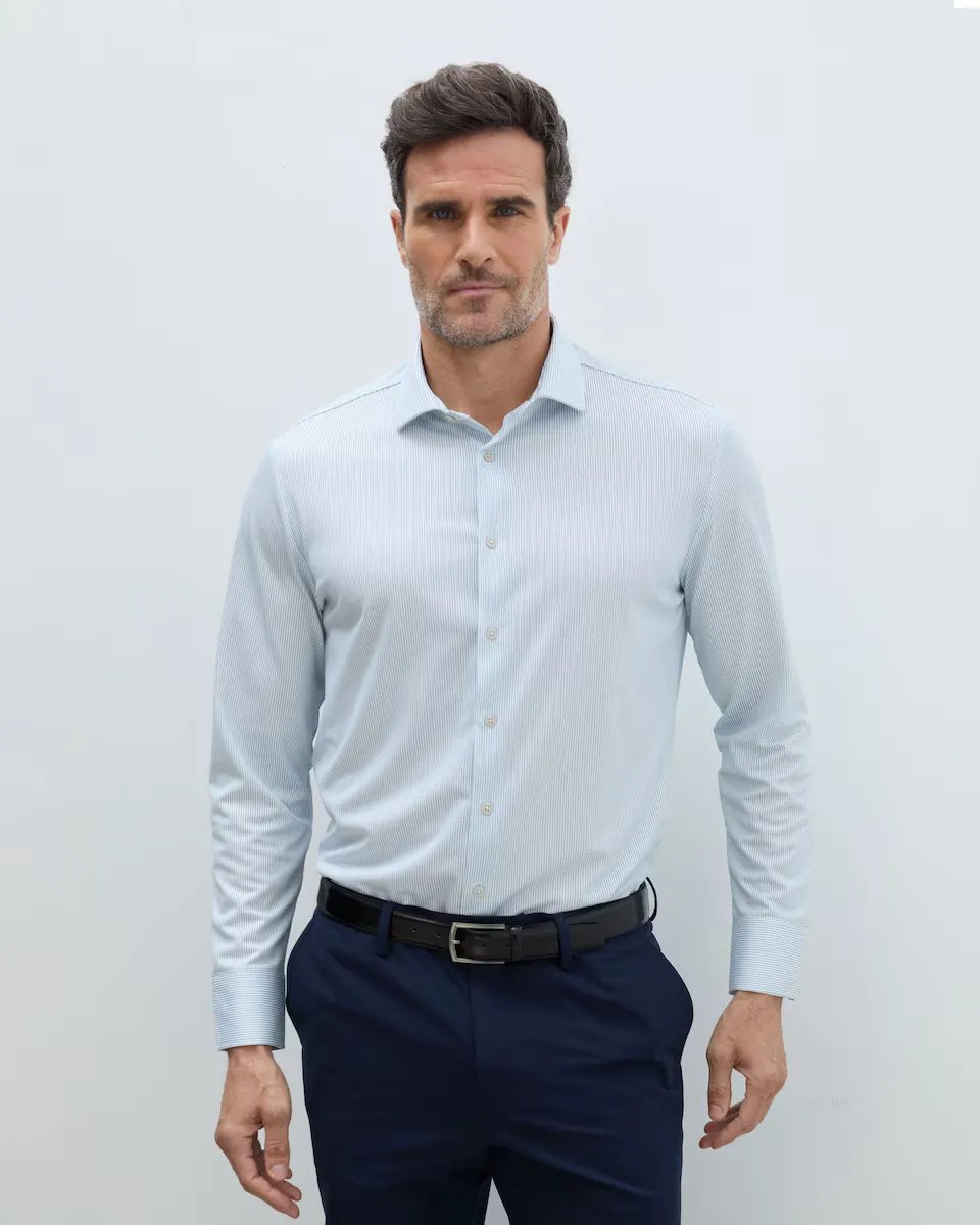 Мужская антипятновая рубашка классического кроя в полоску Sepiia, светло-голубой
Мужская антипятновая рубашка классического кроя в полоску Sepiia, светло-голубой