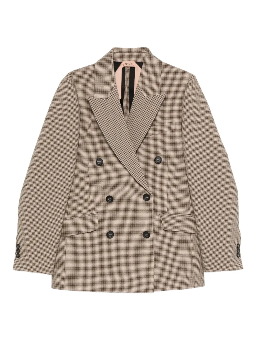 Двубортный пиджак в клетку Nº21, коричневый
Двубортный пиджак в клетку Nº21, коричневый
