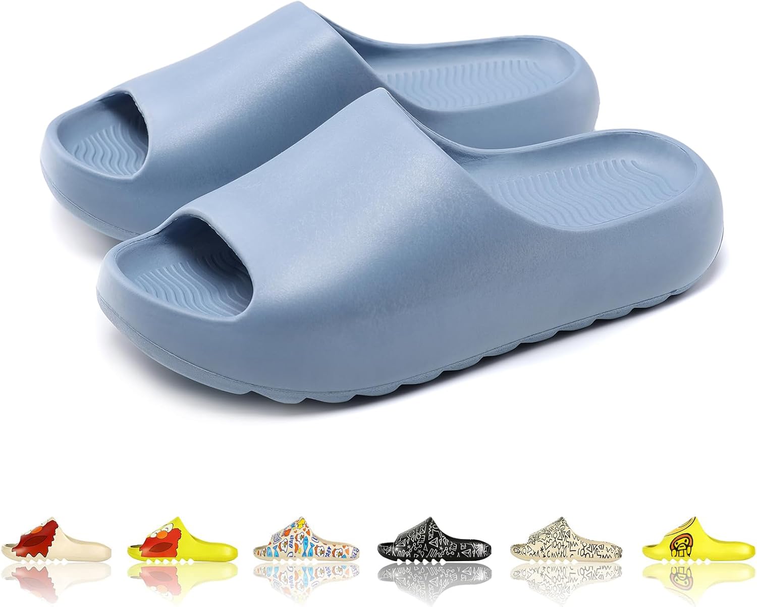 Мужские и женские тапочки-сланцы с облачной подушкой EVA, милый мультяшный принт, нескользящие для душа, с открытым носком, для ванной, дома, спа, тренажерного зала, мягкая и удобная обувь Tptoes, синий
Мужские и женские тапочки-сланцы с облачной подушкой EVA, милый мультяшный принт, нескользящие для душа, с открытым носком, для ванной, дома, спа, тренажерного зала, мягкая и удобная обувь Tptoes, синий