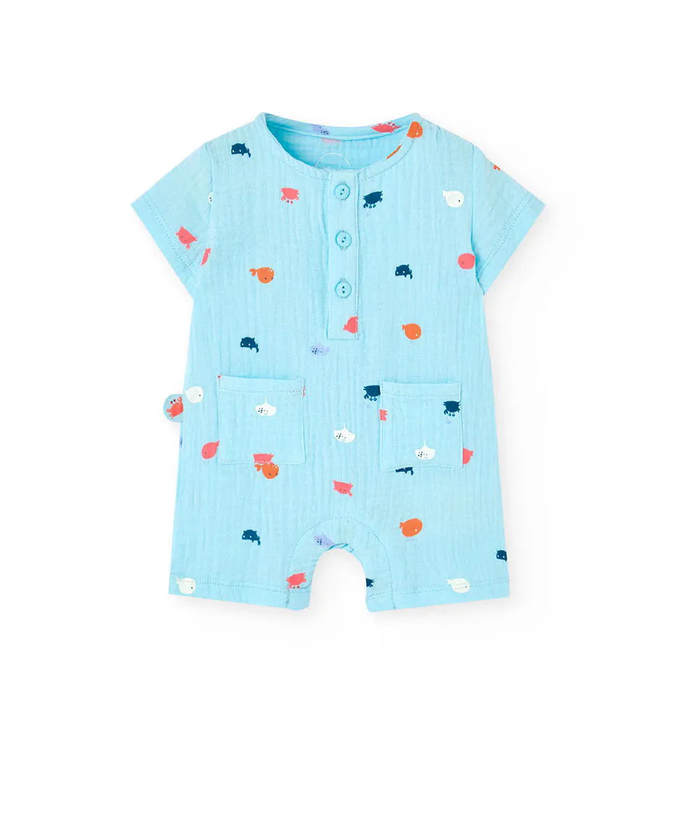 Хлопковый комбинезон для мальчика с фантазийным принтом Boboli, бирюзовый
Хлопковый комбинезон для мальчика с фантазийным принтом Boboli, бирюзовый