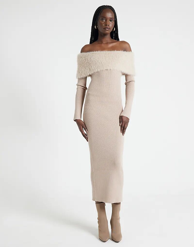 Трикотажное платье-миди в стиле бардо с пуховой отделкой из норки River Island
Трикотажное платье-миди в стиле бардо с пуховой отделкой из норки River Island