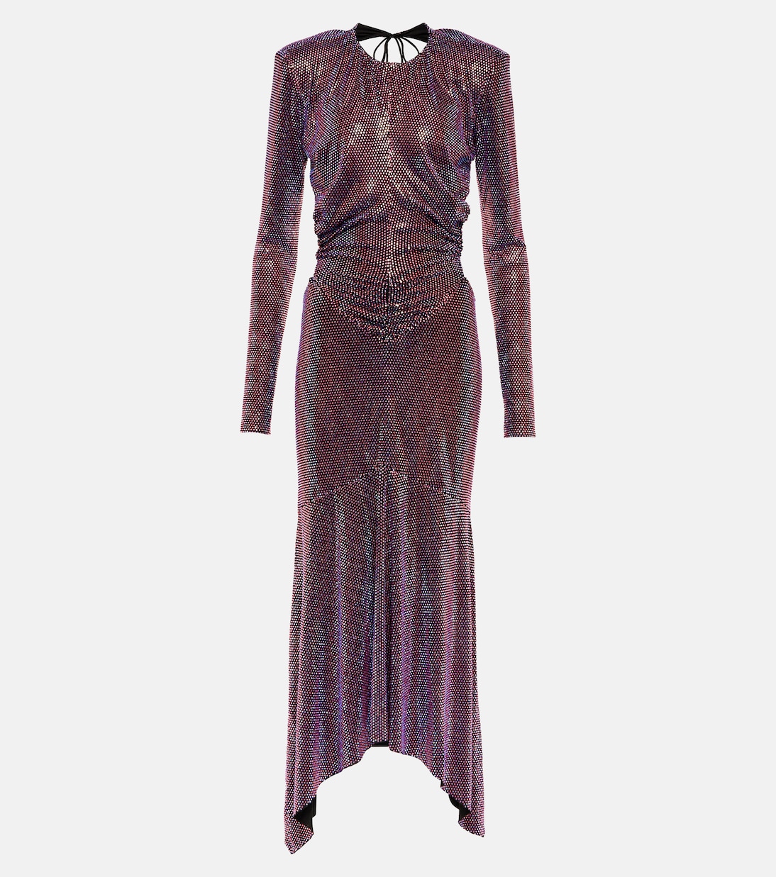 Платье макси с металлическими рюшами Alexandre Vauthier, Neon Pink 
Платье макси с металлическими рюшами Alexandre Vauthier, Neon Pink