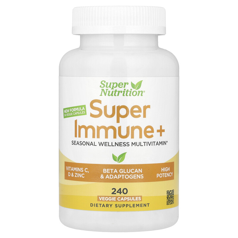 Super Nutrition, Super Immune+, мультивитамины с суперадаптогенами, зеленью, специями и антиоксидантами, 240 растительных капсул
Super Nutrition, Super Immune+, мультивитамины с суперадаптогенами, зеленью, специями и антиоксидантами, 240 растительных капсул