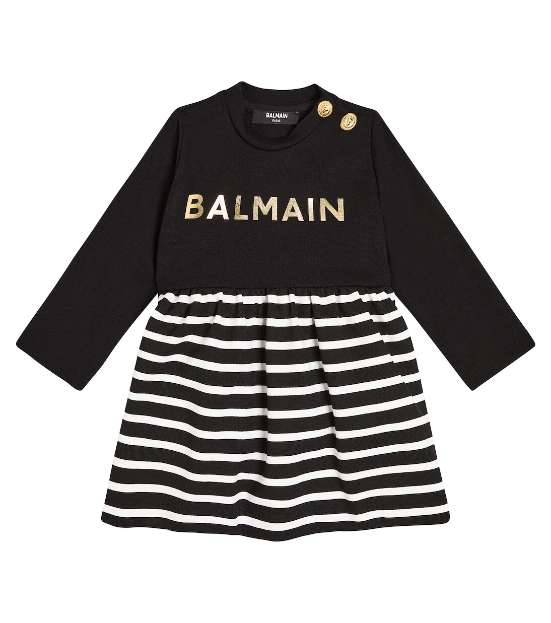 Детское платье с логотипом Balmain Kids, черный 
Детское платье с логотипом Balmain Kids, черный