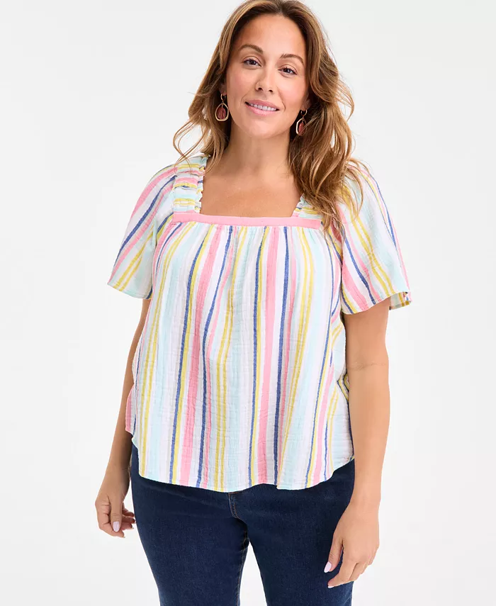 Плюс сайз топ с коротким рукавом и принтом Style & Co, белый
Плюс сайз топ с коротким рукавом и принтом Style & Co, белый