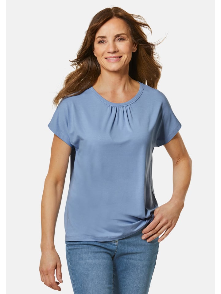 Рубашка с круглым вырезом: удобная рубашка с круглым вырезом из блестящей ткани регатно-синего цвета. GOLDNER
Рубашка с круглым вырезом: удобная рубашка с круглым вырезом из блестящей ткани регатно-синего цвета. GOLDNER